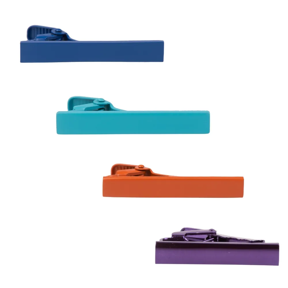 Multicolor Matte Brass Tie Bars Pack of 4