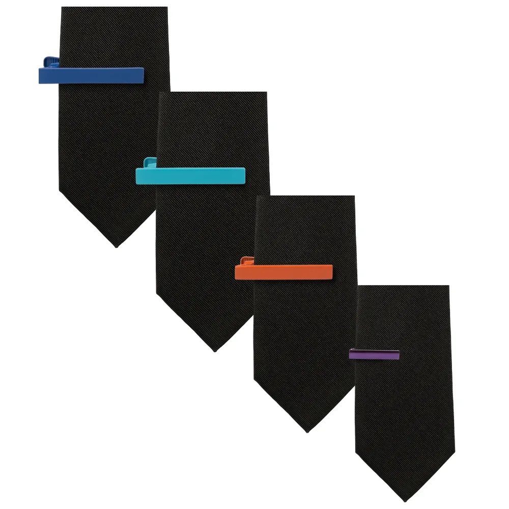 Multicolor Matte Brass Tie Bars Pack of 4