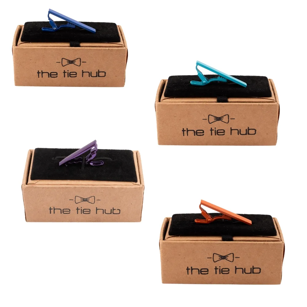 Multicolor Matte Brass Tie Bars Pack of 4