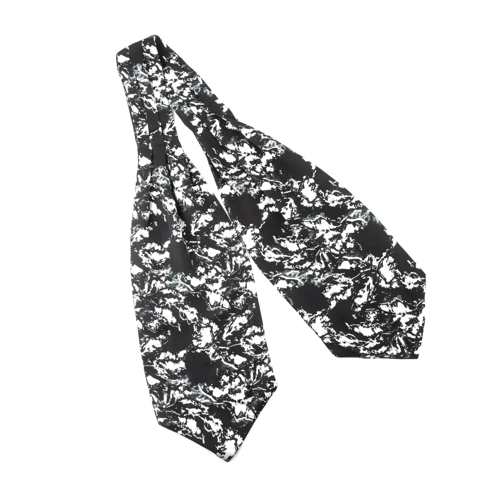 Black Silk Cravat and Pocket Square Combo