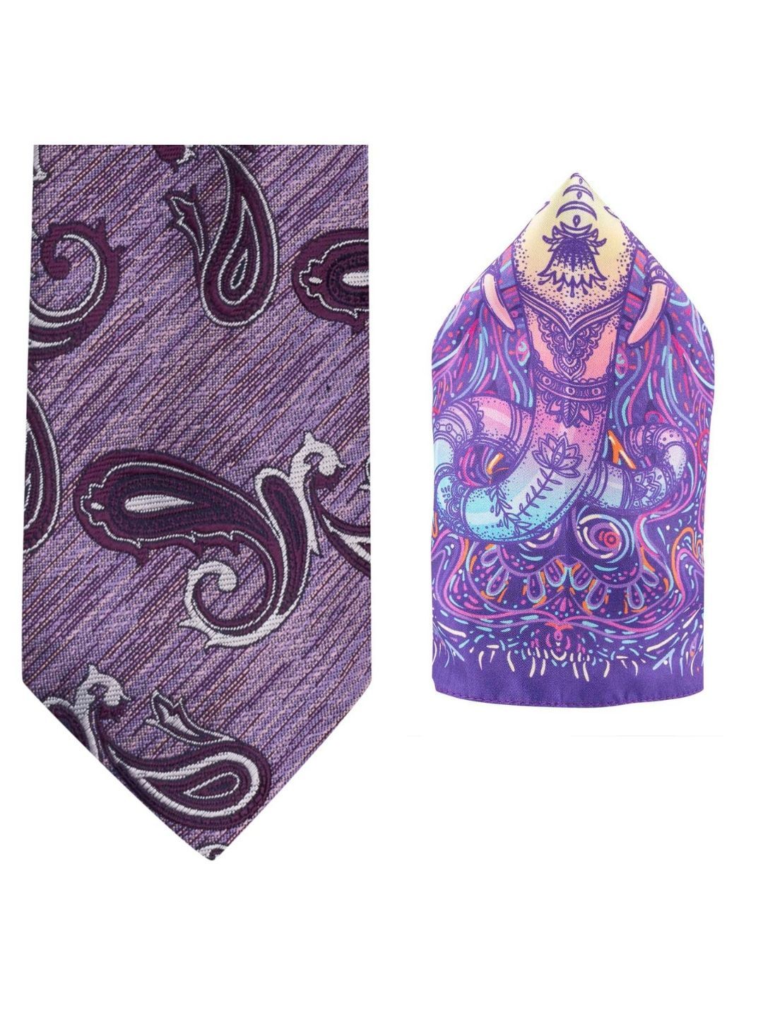 Purple Paisley Microfiber Reversible Necktie Combo