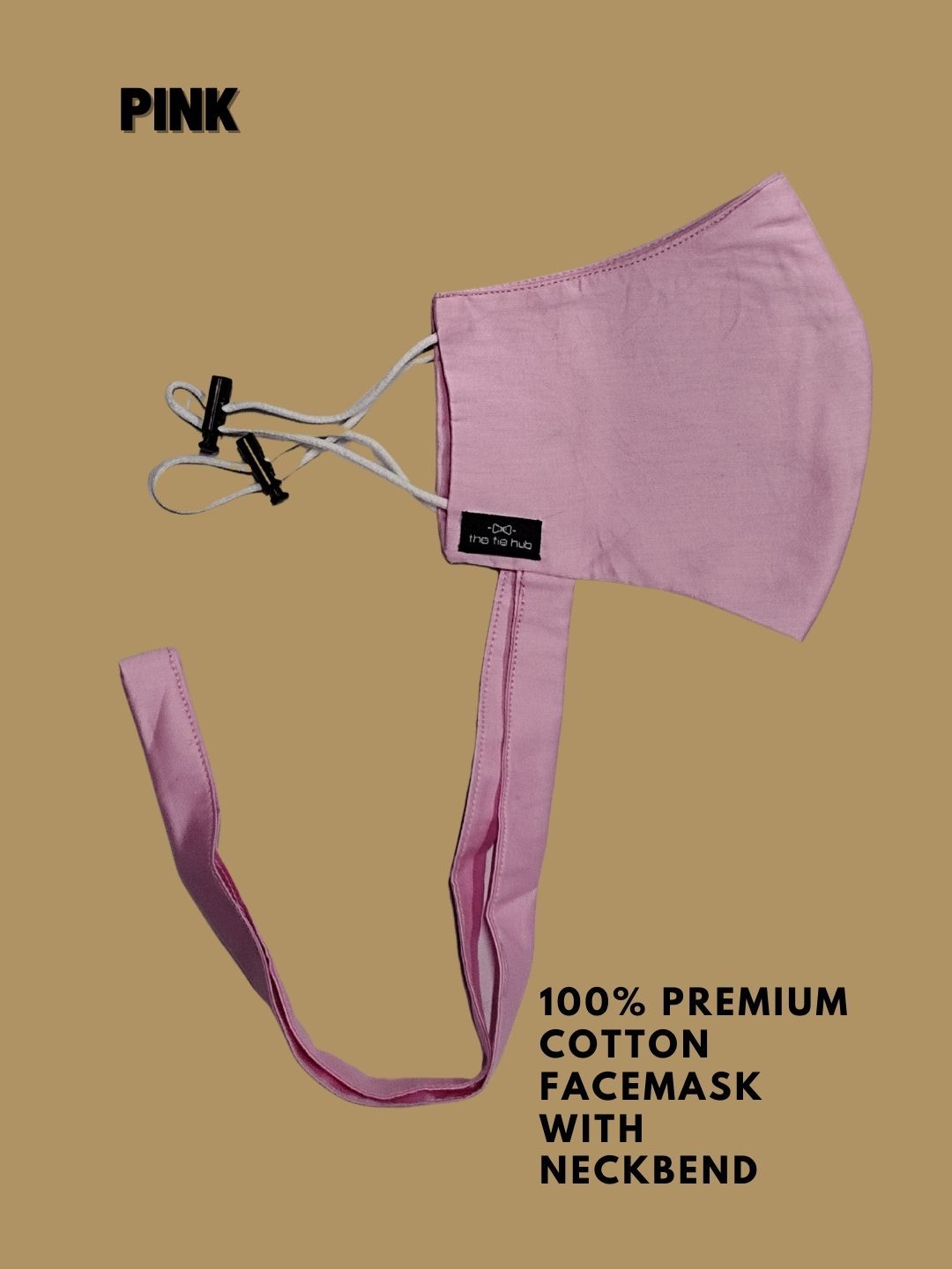 Pink Solid 100% Premium Cotton Reusable Face Mask with Band