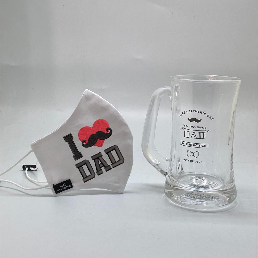 Love Dad red heart Face Mask with Beer Mug
