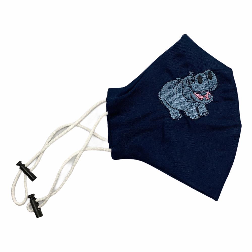 Hippo Blue Embroidered Mask