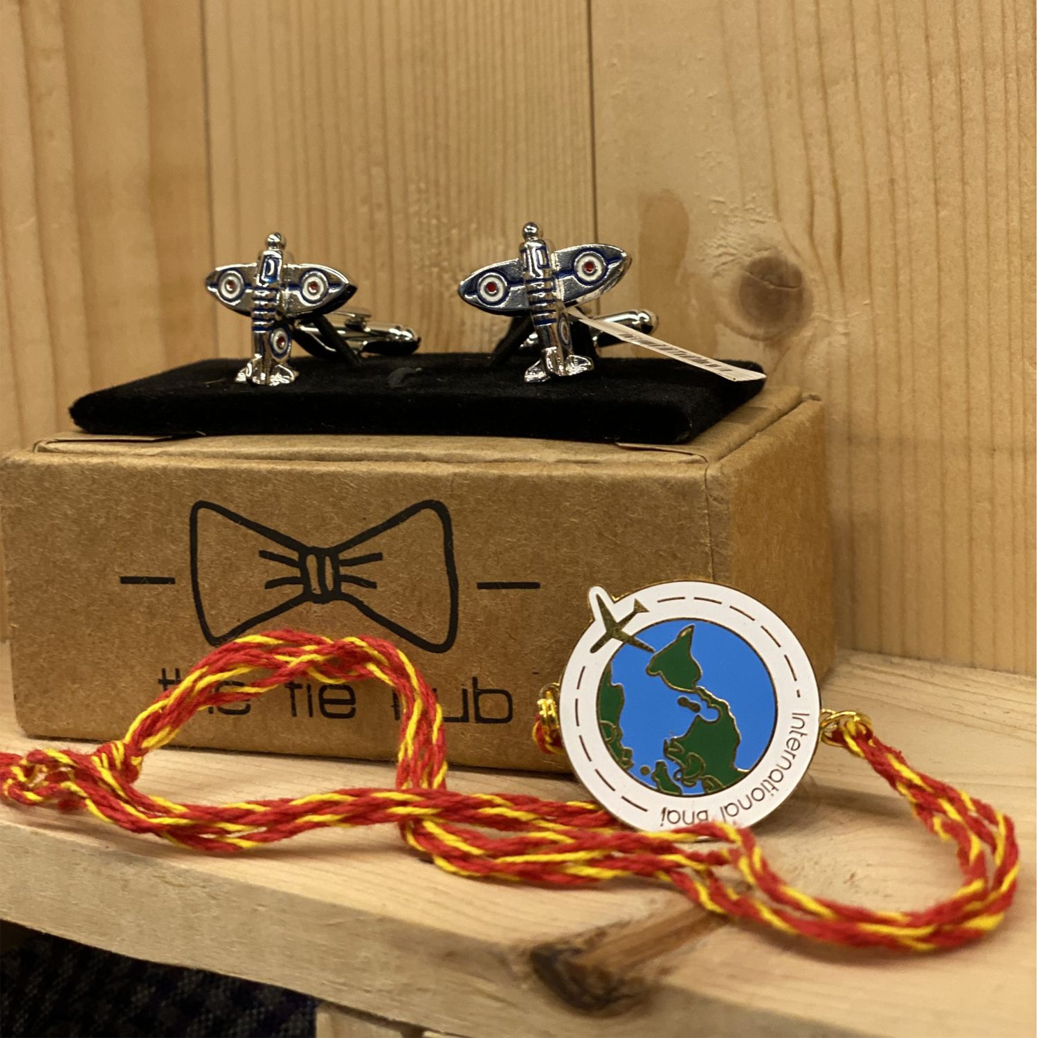 International Bro Rakhi with 1 pairs of Fighter Jet Cufflink