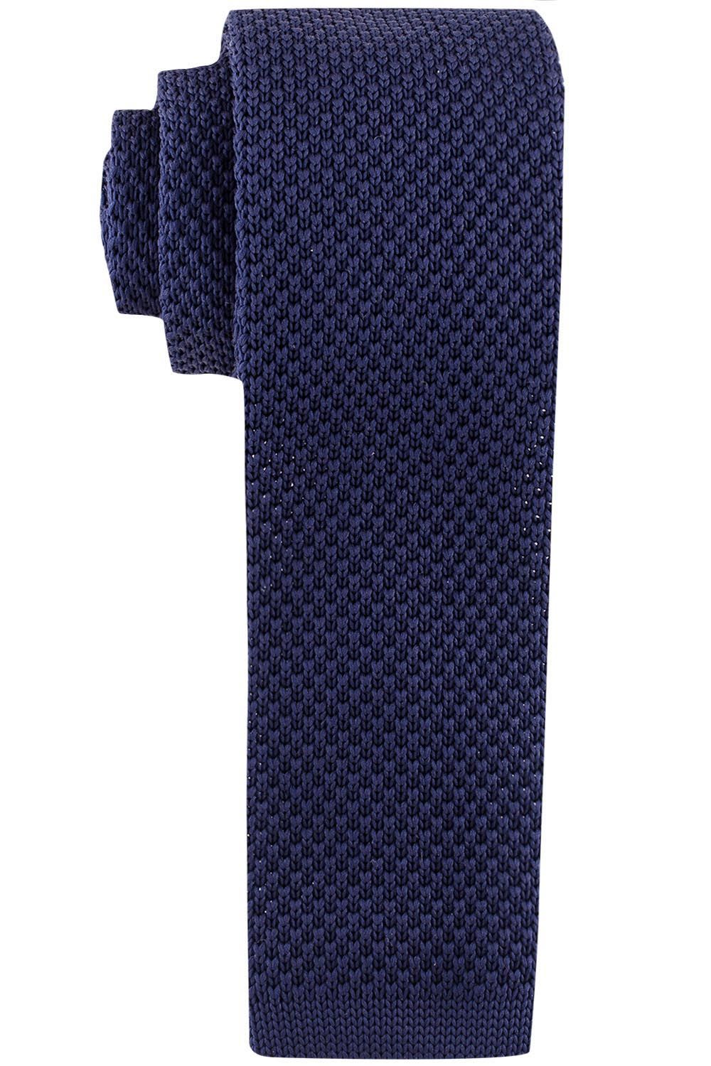 Blue Knitted Necktie with Cufflink and Pocket Square Gift Set