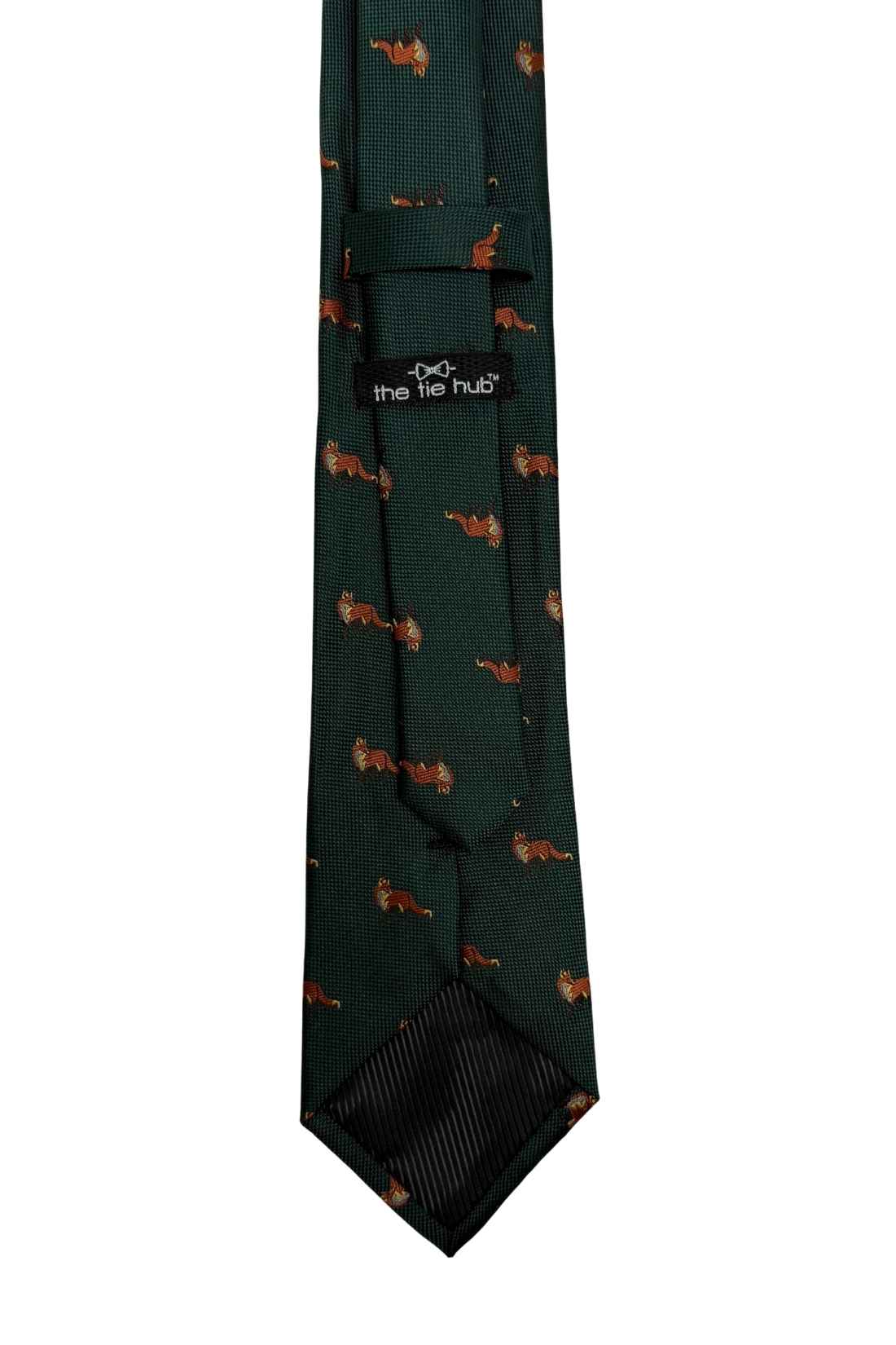 Forest Green Fox Silk Necktie with Jacquard Weave