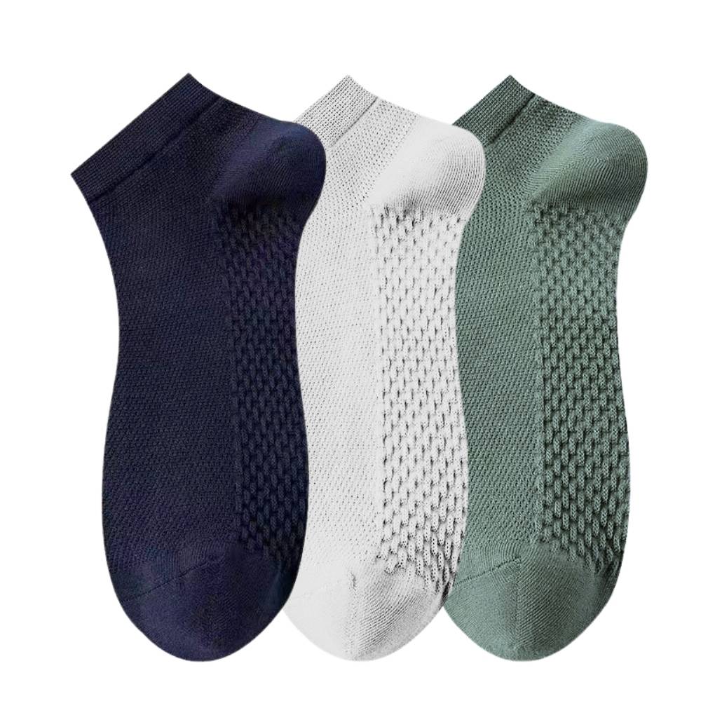 Navy Blue, White & Olive Green Pure Cotton Ankle Socks for Men & Women - Pack of 3 - Breathable Low-Cut Anti-Sweat Socks | Daily Wear