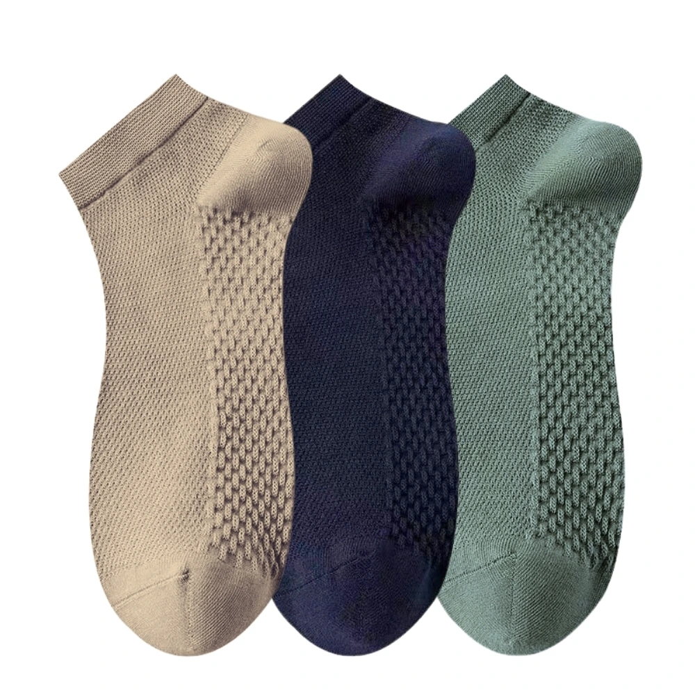 Khaki, Navy Blue & Olive Green Pure Cotton Ankle Socks for Men & Women-Pack of 3- Breathable Low-Cut Socks | Anti-Sweat & Anti-Friction