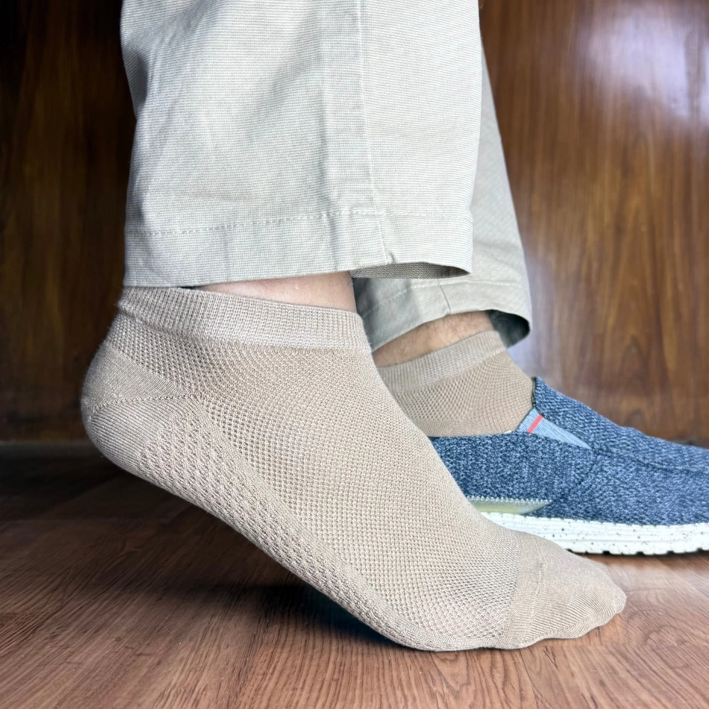 Khaki, Navy Blue & Olive Green Pure Cotton Ankle Socks for Men & Women-Pack of 3- Breathable Low-Cut Socks | Anti-Sweat & Anti-Friction