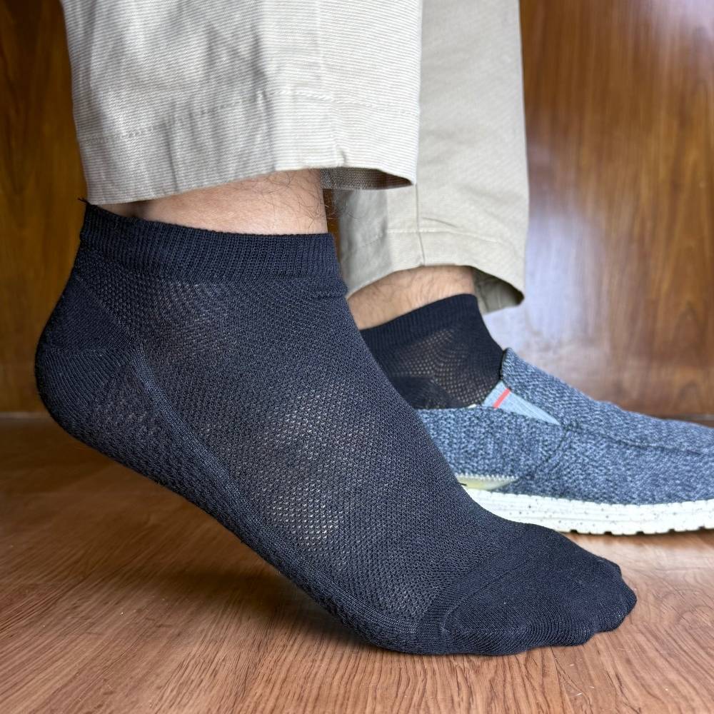 Black, Navy Blue & Grey Pure Cotton Ankle Socks for Men & Women-Pack of 3- Breathable Low-Cut Casual Socks | Anti-Sweat & Anti-Friction