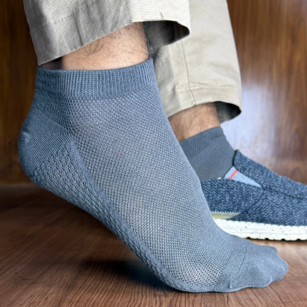 Black, Navy Blue & Grey Pure Cotton Ankle Socks for Men & Women-Pack of 3- Breathable Low-Cut Casual Socks | Anti-Sweat & Anti-Friction