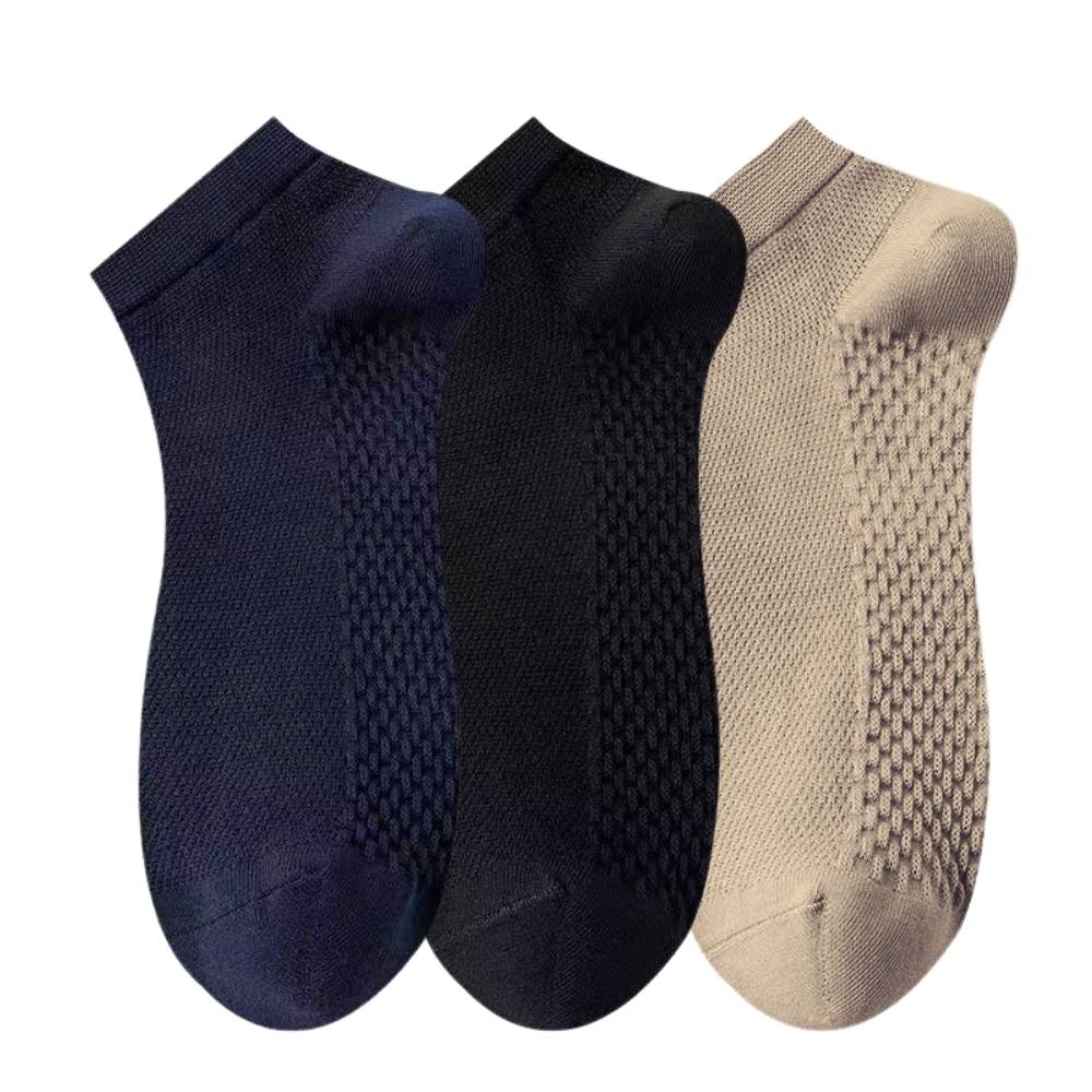 Black, Navy Blue & Khaki Pure Cotton Ankle Socks for Men & Women-Pack of 3- Breathable Low-Cut Casual Socks | Anti-Sweat & Anti-Friction