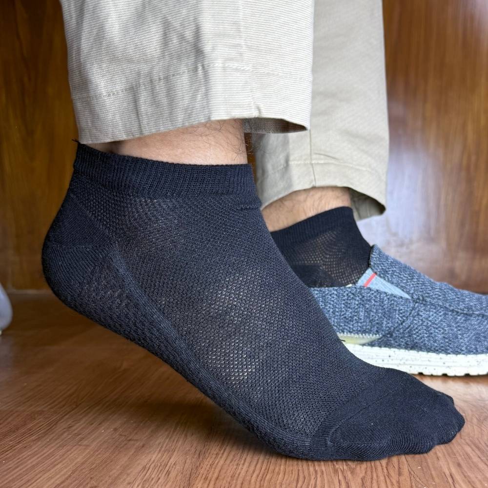 Black, Navy Blue & Khaki Pure Cotton Ankle Socks for Men & Women-Pack of 3- Breathable Low-Cut Casual Socks | Anti-Sweat & Anti-Friction