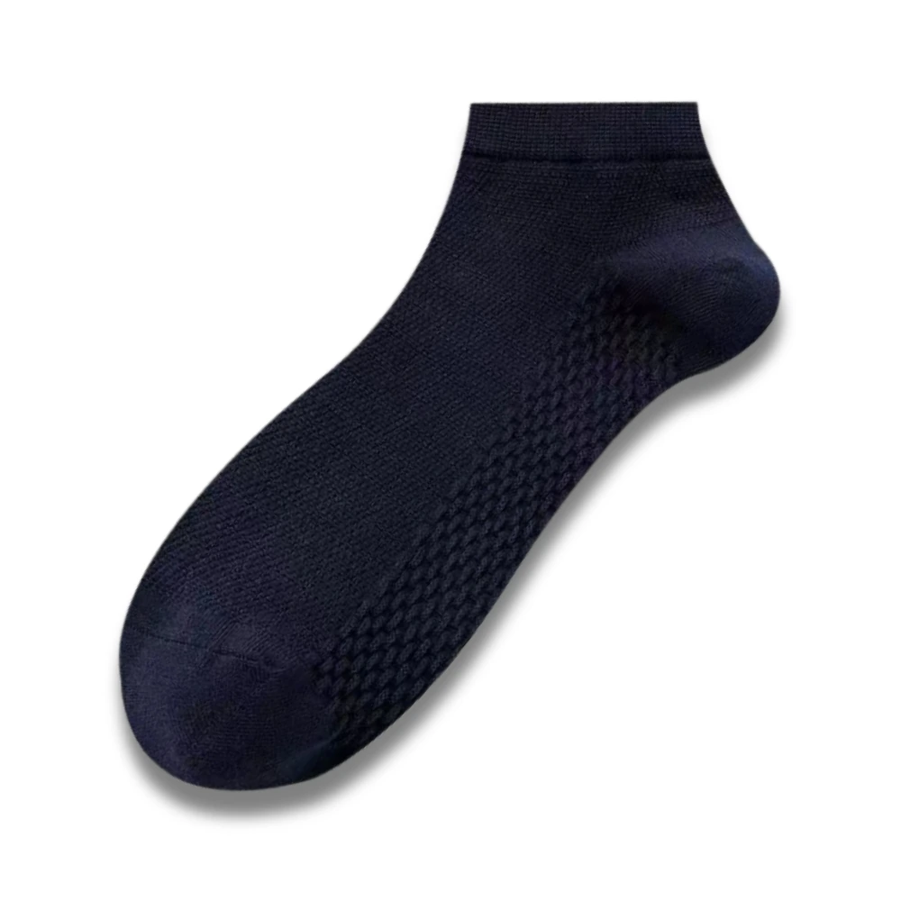 Solid Navy Blue Cotton Ankle Socks - Breathable Low-Cut Casual Socks for Men | Anti-Sweat & Anti-Friction | Spring-Summer Comfort
