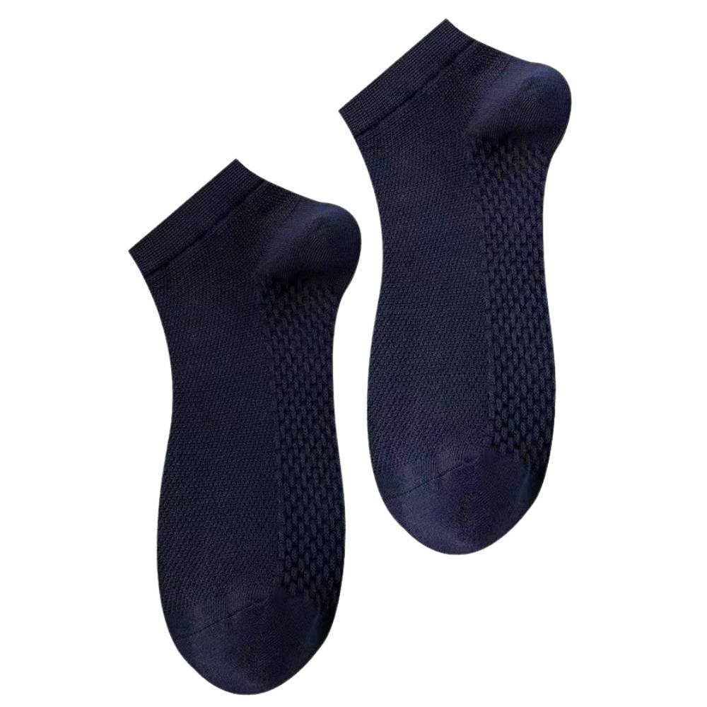 Solid Navy Blue Cotton Ankle Socks - Breathable Low-Cut Casual Socks for Men | Anti-Sweat & Anti-Friction | Spring-Summer Comfort