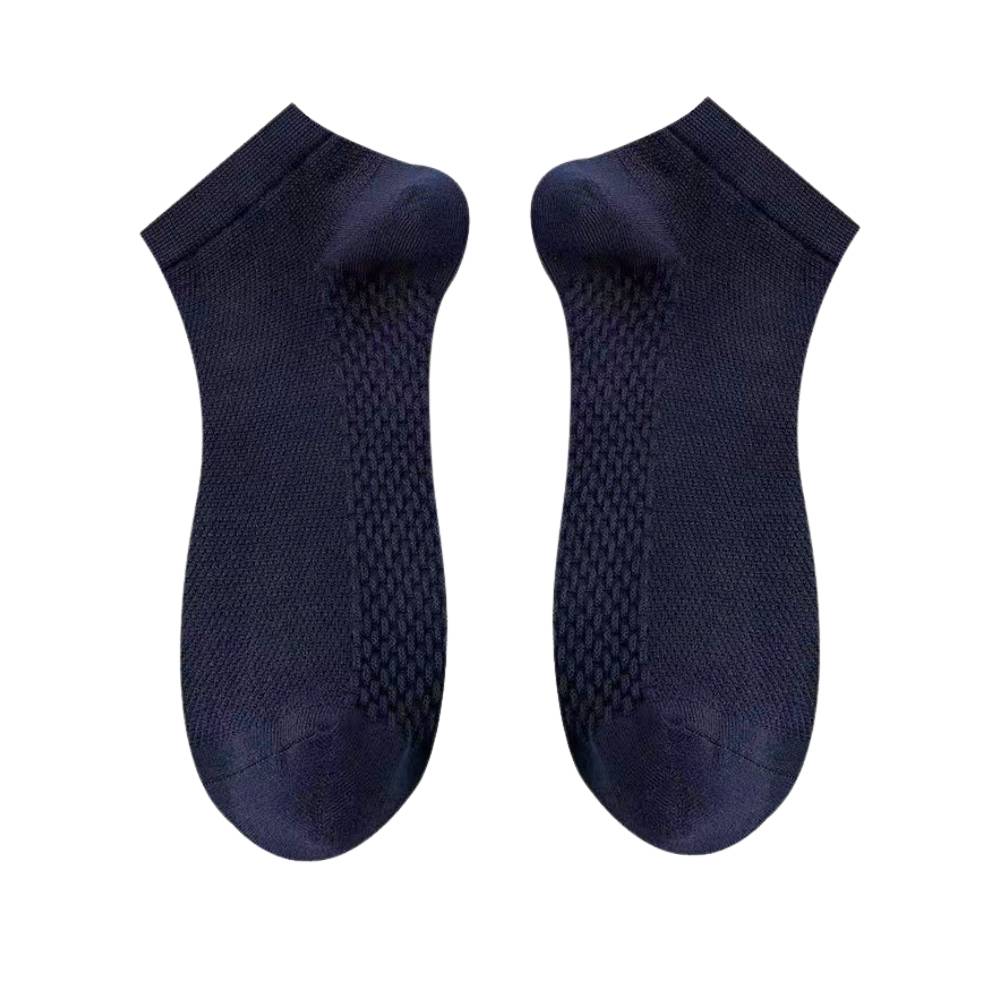 Solid Navy Blue Cotton Ankle Socks - Breathable Low-Cut Casual Socks for Men | Anti-Sweat & Anti-Friction | Spring-Summer Comfort
