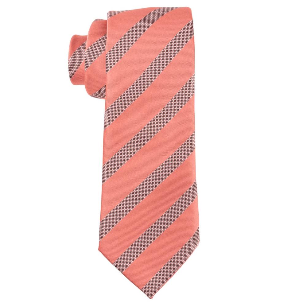 Pink Stripe Microfiber Necktie with Gunmetal Curved Rectangular Cufflinks | Combo Set for Men