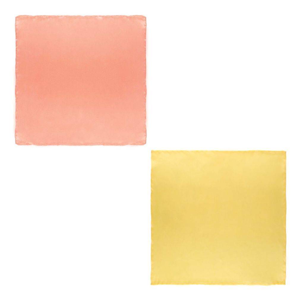 Peach & Yellow Pocket Square Combo for Men β Solid Design | Microfiber Pocket Squares for Suits & Blazers