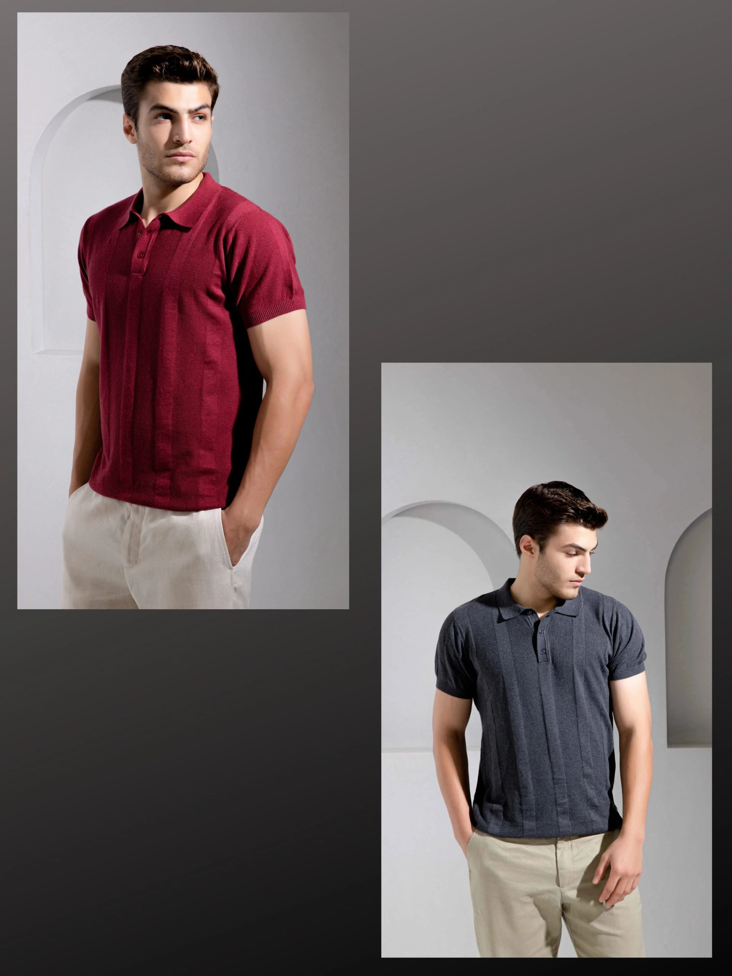 Men's Regular Fit Maroon and Grey Flat Knit Polo T-Shirt | Polo T Shirts For Men (Pack of 2)