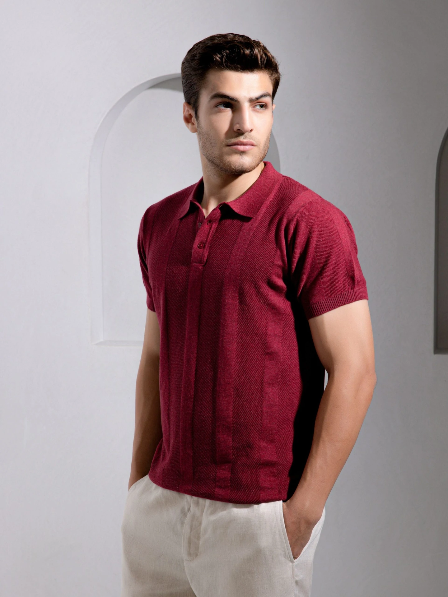 Men's Regular Fit Maroon and Grey Flat Knit Polo T-Shirt | Polo T Shirts For Men (Pack of 2)