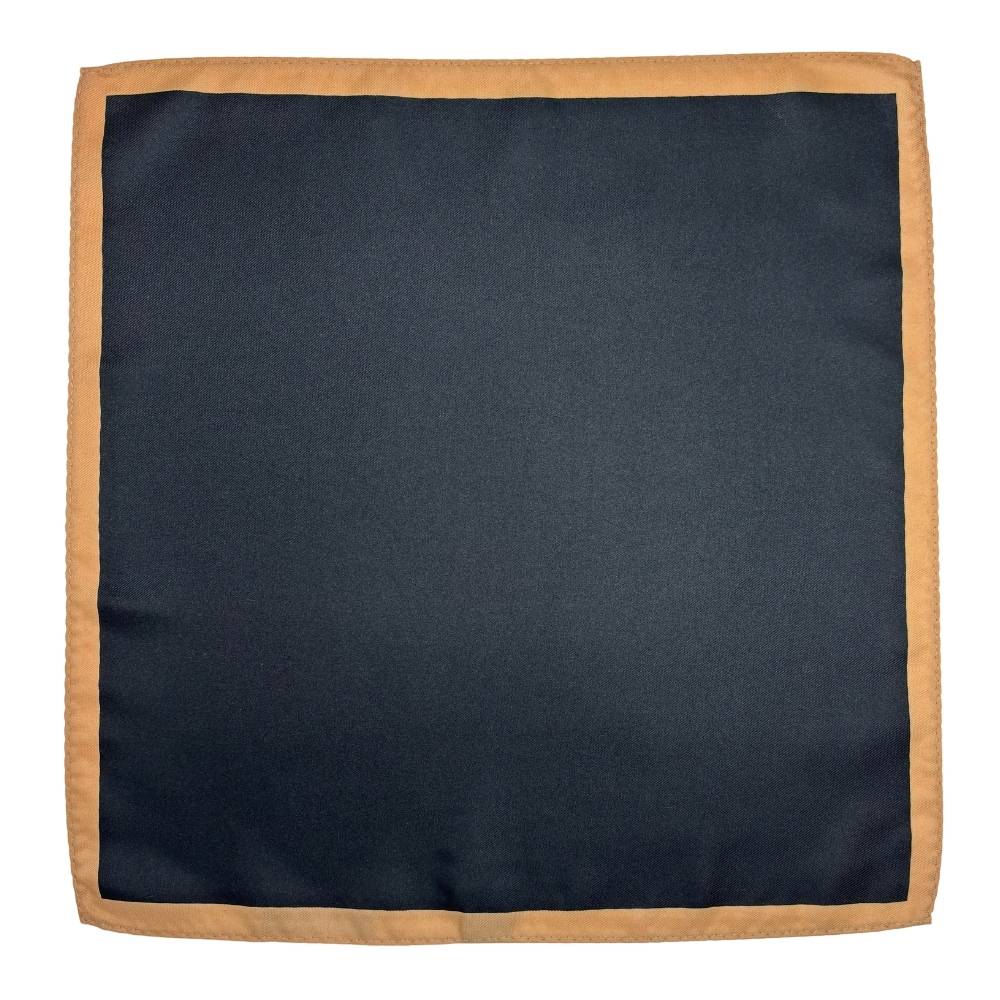 The Tie Hub Black Microfiber Pocket Square for Men with Beige Border