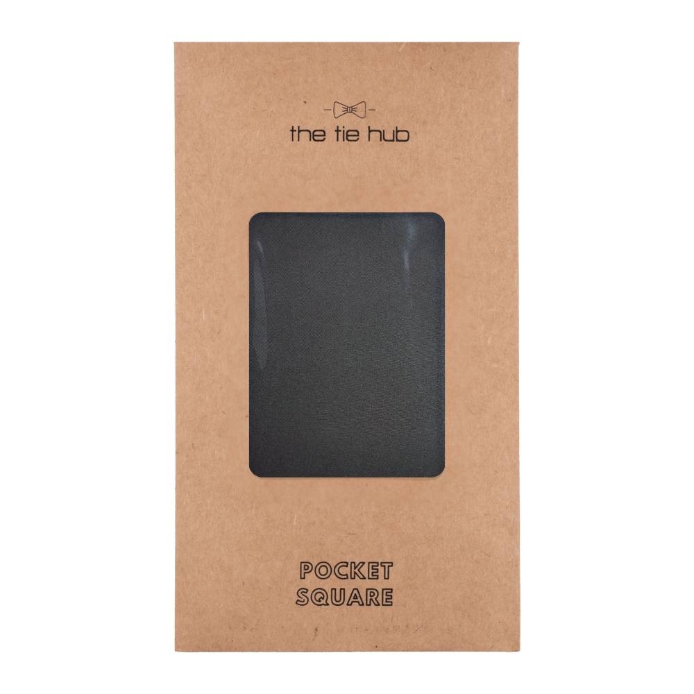 The Tie Hub Black Microfiber Pocket Square for Men with Beige Border