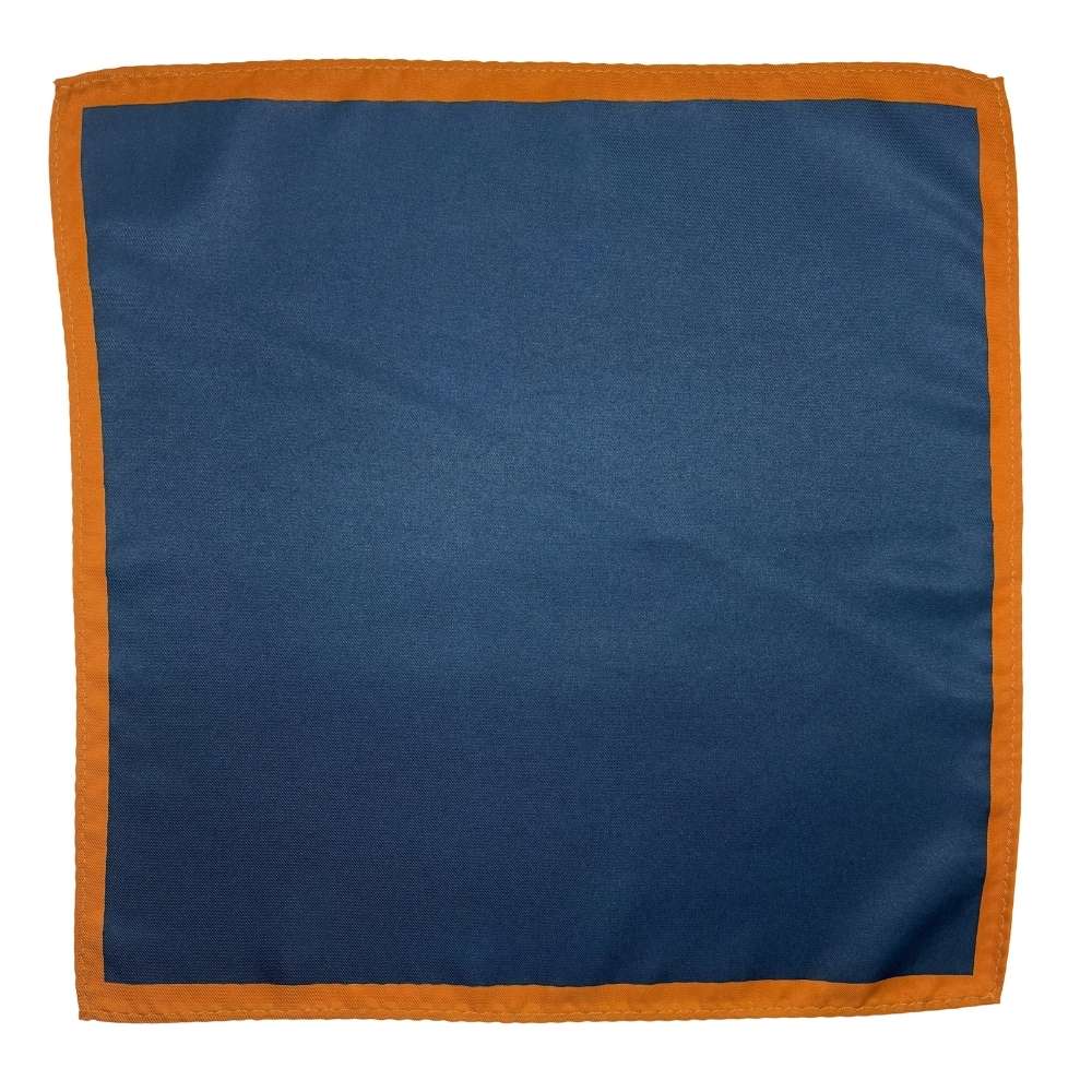 Navy Blue with Orange Border Microfiber Pocket Square