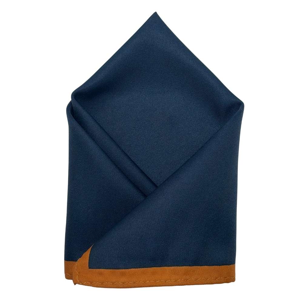 Navy Blue with Orange Border Microfiber Pocket Square