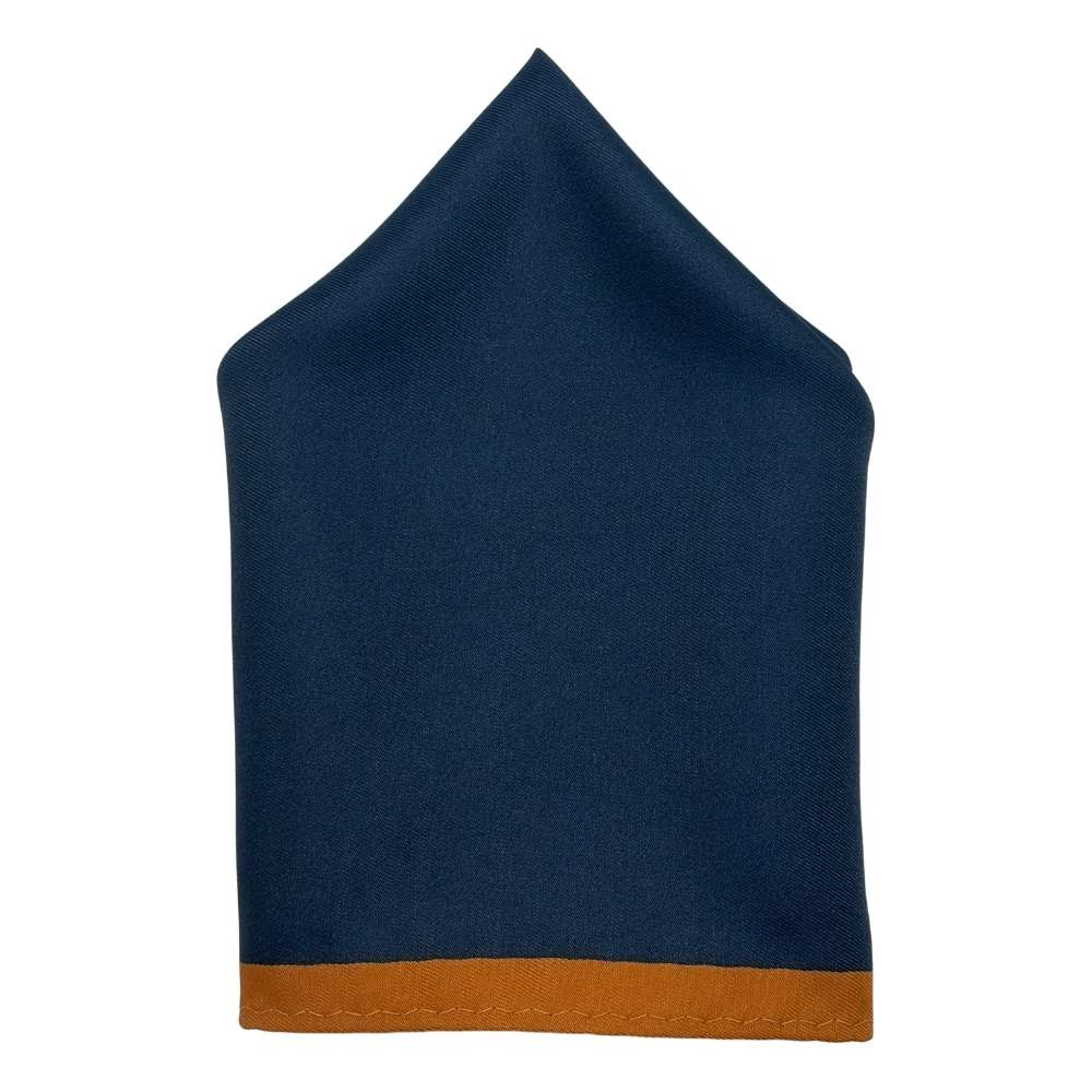 Navy Blue with Orange Border Microfiber Pocket Square