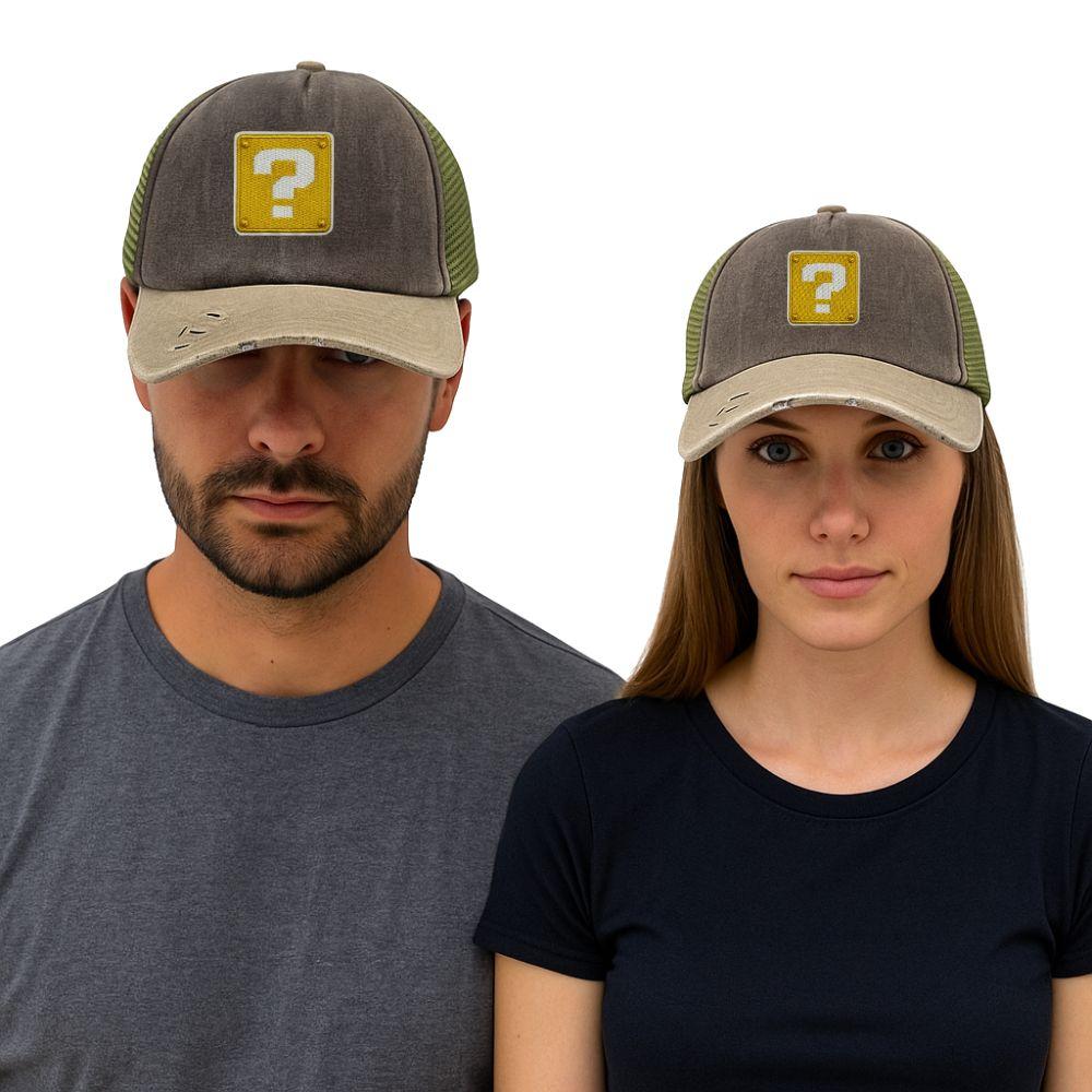 Brown & Olive Question Mark Logo Trucker Cap for Men & Women