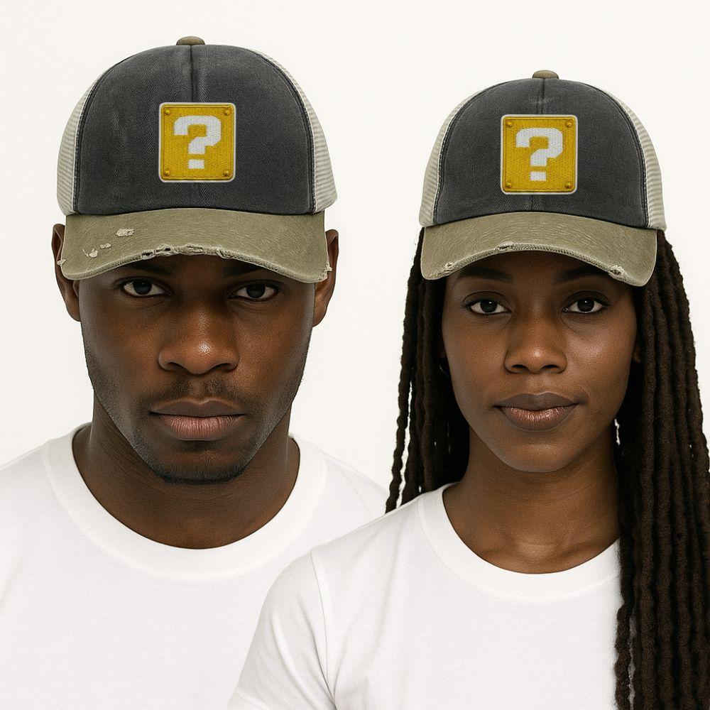 Charcoal & Olive Question Mark Logo Trucker Cap for Men & Women