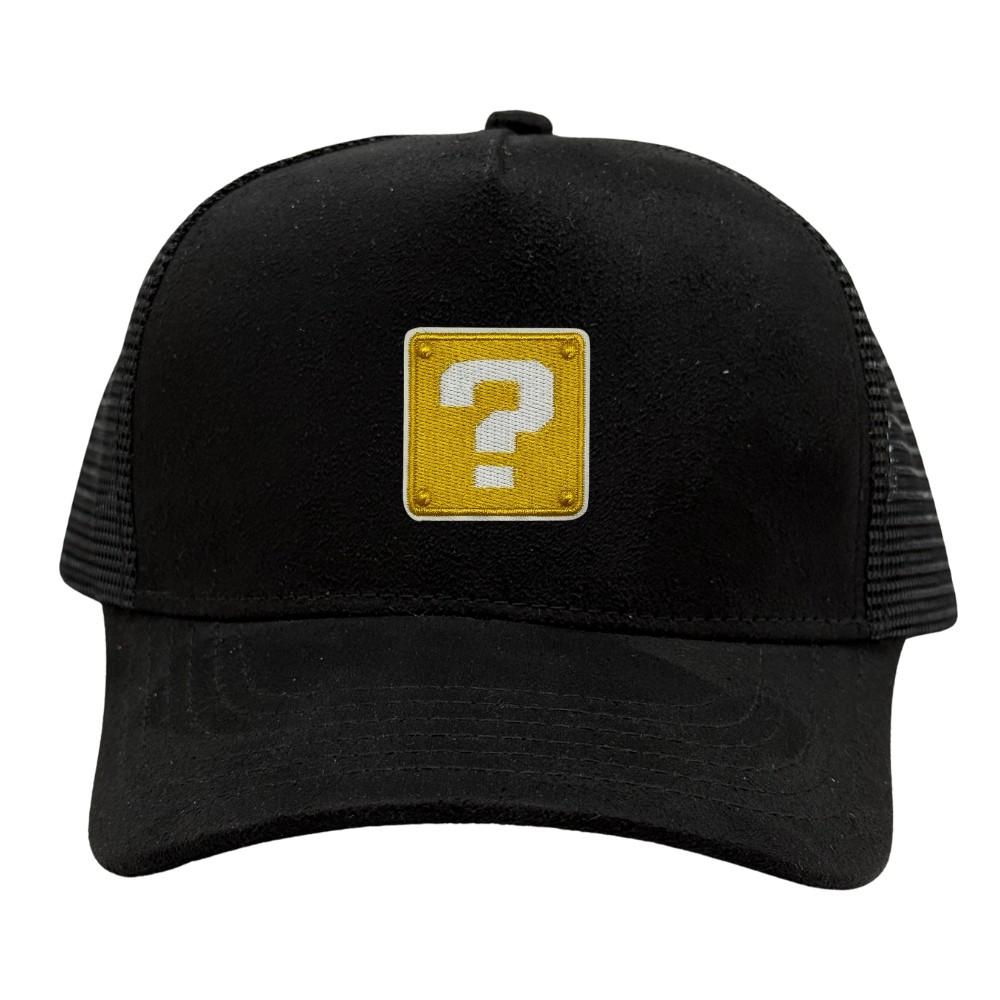 Black Question Mark Logo Trucker Cap for Men & Women