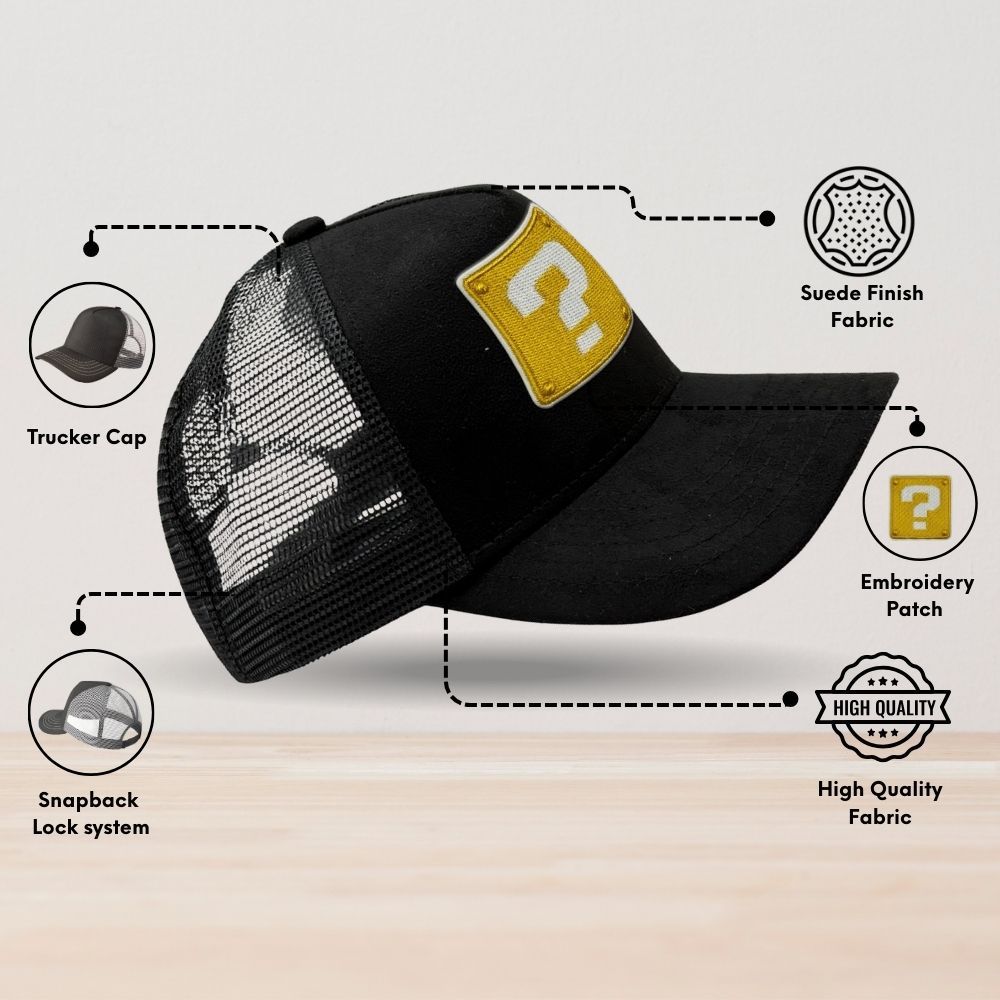 Black Question Mark Logo Trucker Cap for Men & Women