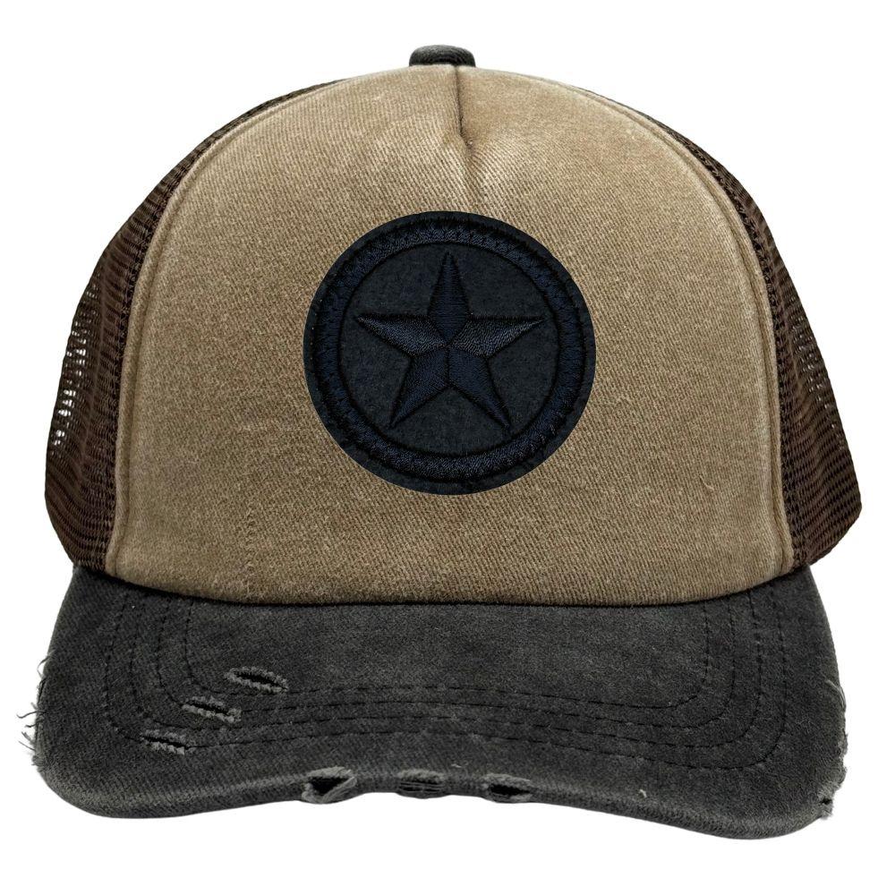 Brown & Charcoal Navy Blue Star Logo Trucker Cap for Men & Women