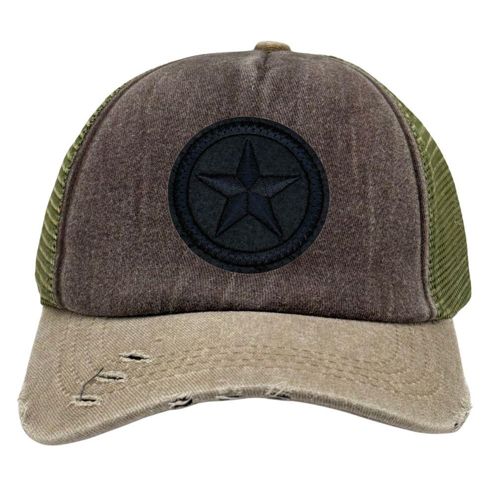 Olive Green & Khaki Navy Blue Star Logo Trucker Cap for Men & Women