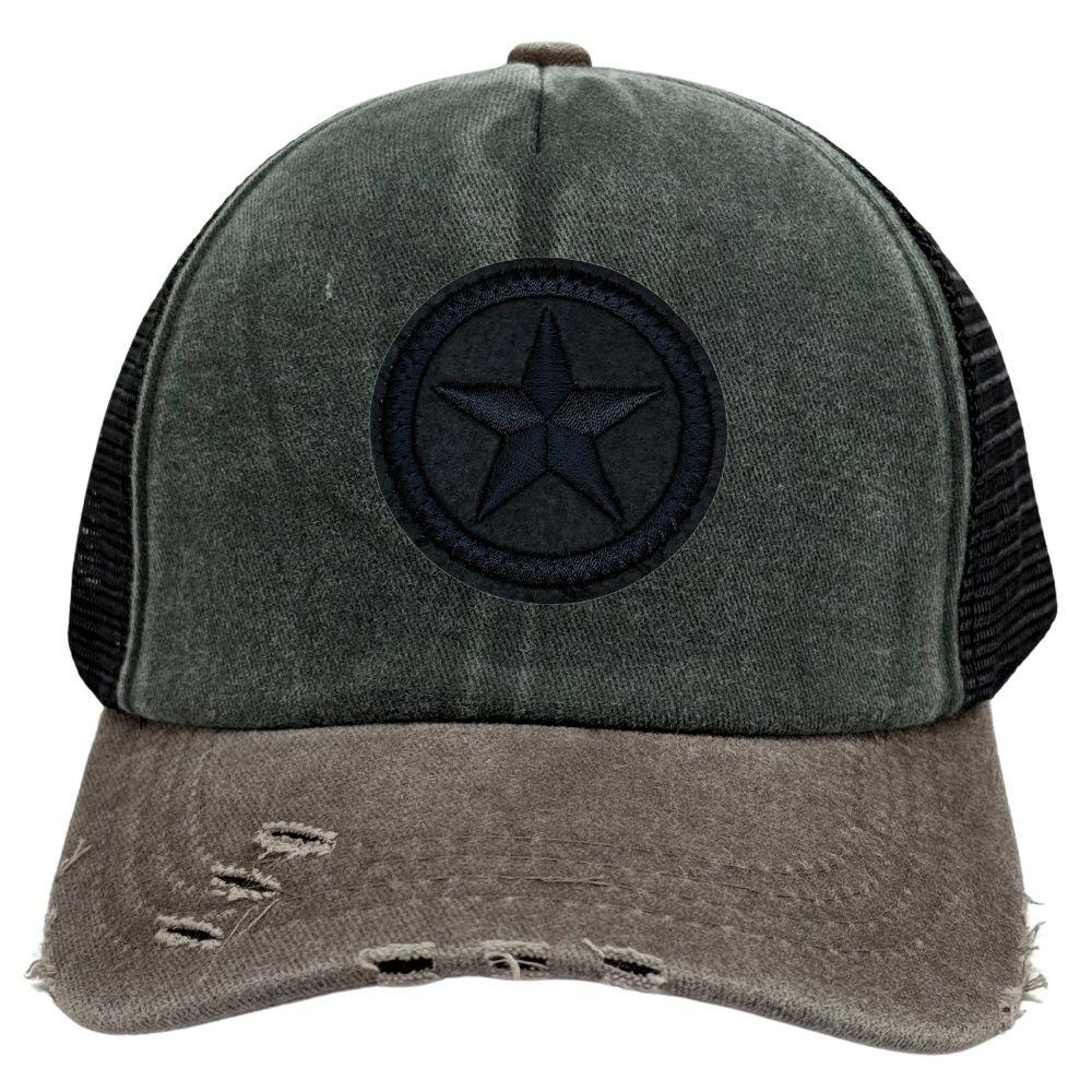 Charcoal & Brown Navy Blue Star Logo Trucker Cap for Men & Women