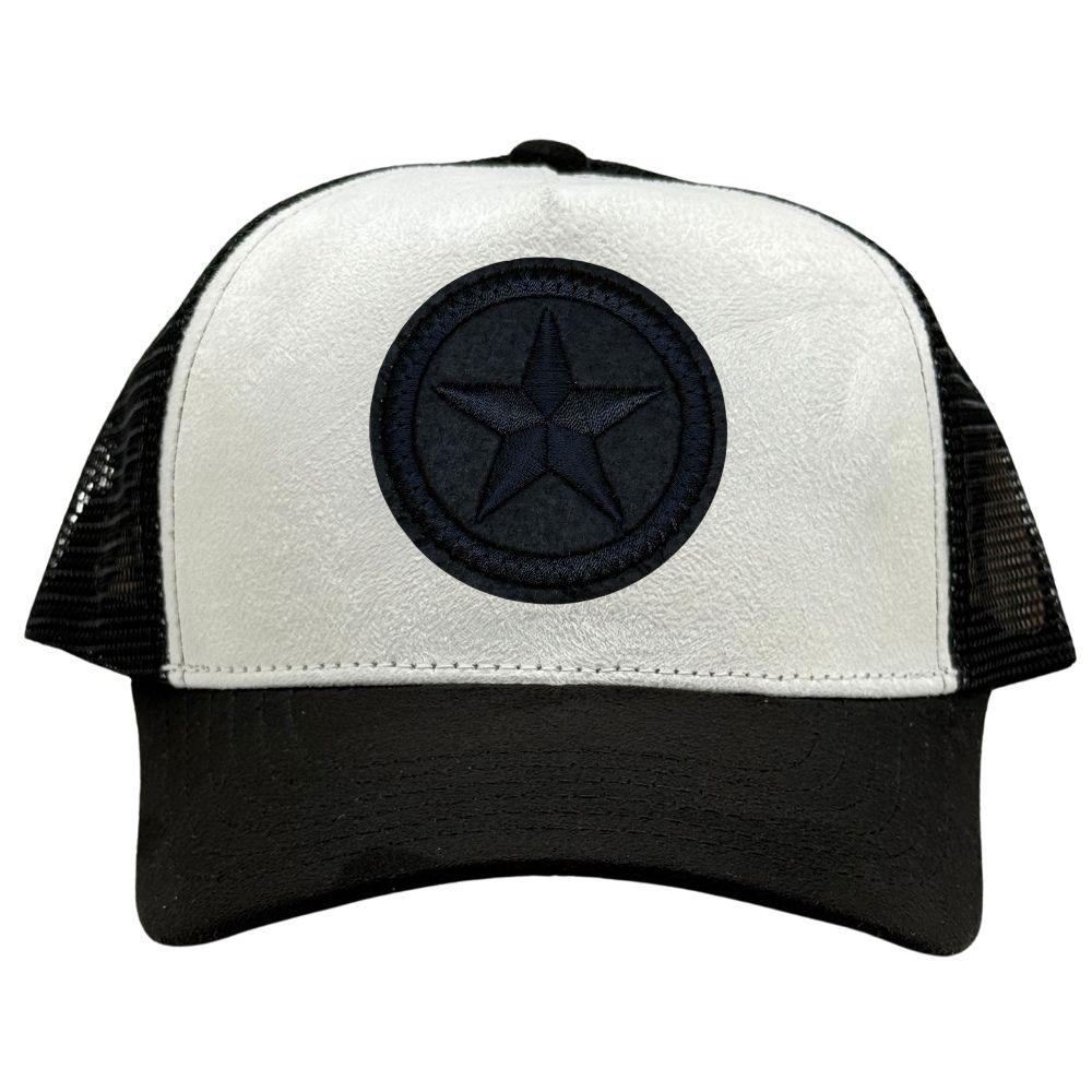 White & Black Navy Blue Star Logo Trucker Cap for Men & Women