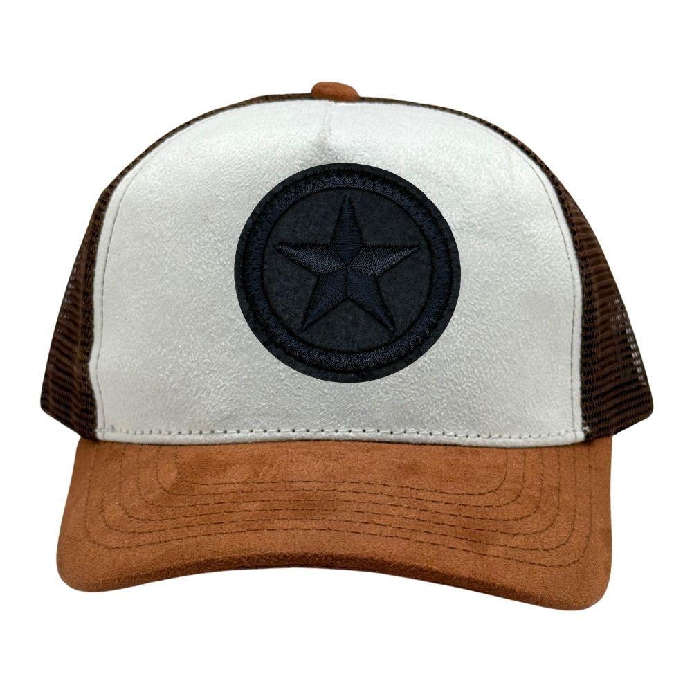 White & Brown Navy Blue Star Logo Trucker Cap for Men & Women