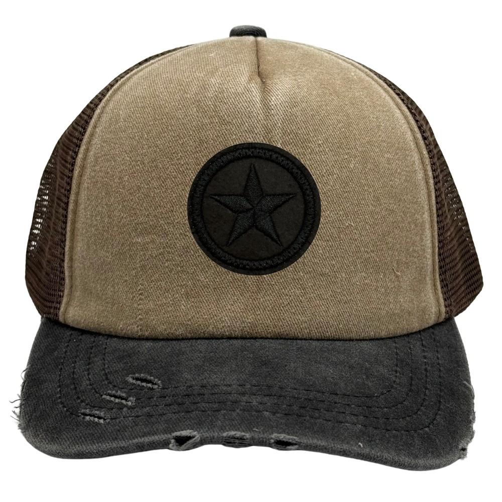 Brown & Charcoal Black Star Logo Trucker Cap for Men & Women