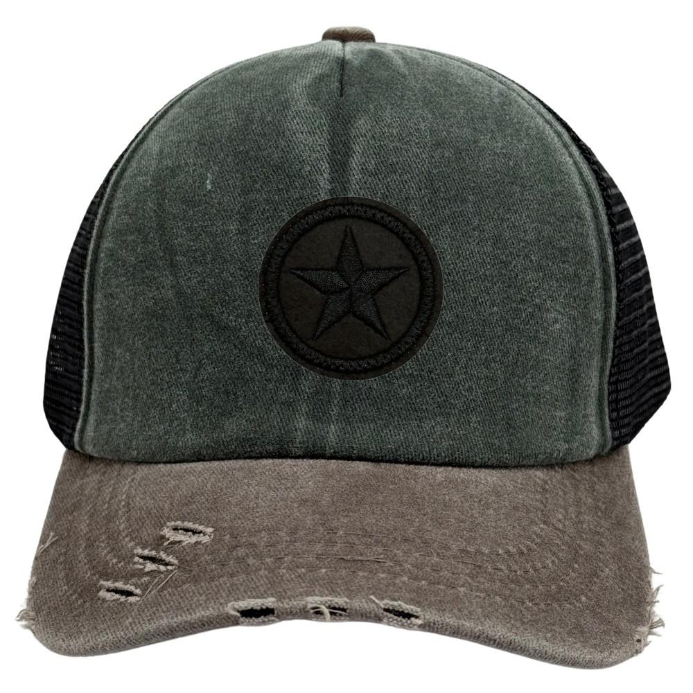 Charcoal & Brown Black Star Logo Trucker Cap for Men & Women