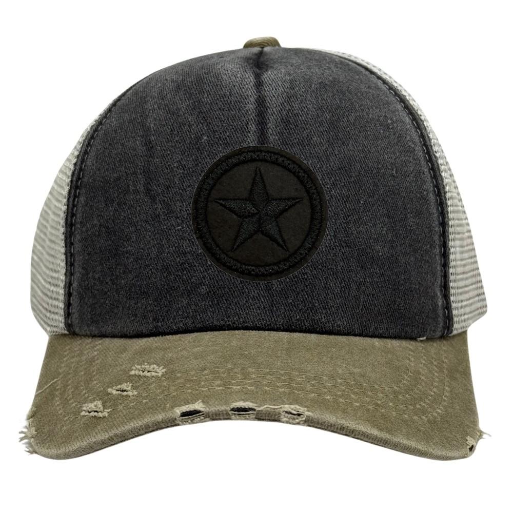 Charcoal & Olive Black Star Logo Trucker Cap for Men & Women