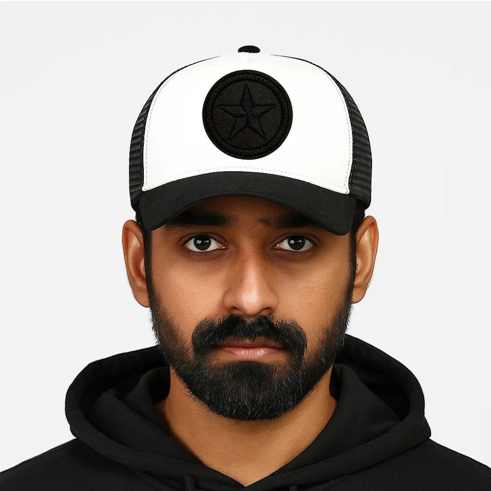 White & Black Star Logo Trucker Cap for Men & Women
