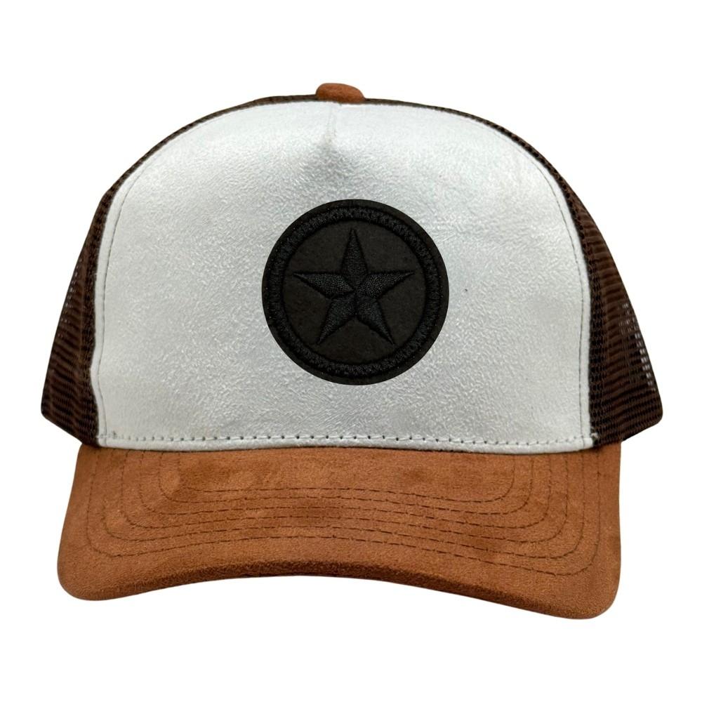 White & Brown Black Star Logo Trucker Cap for Men & Women