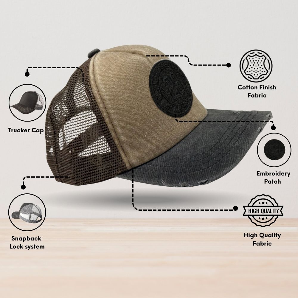 Brown & Charcoal 23 Logo Logo Trucker Cap for Men & Women