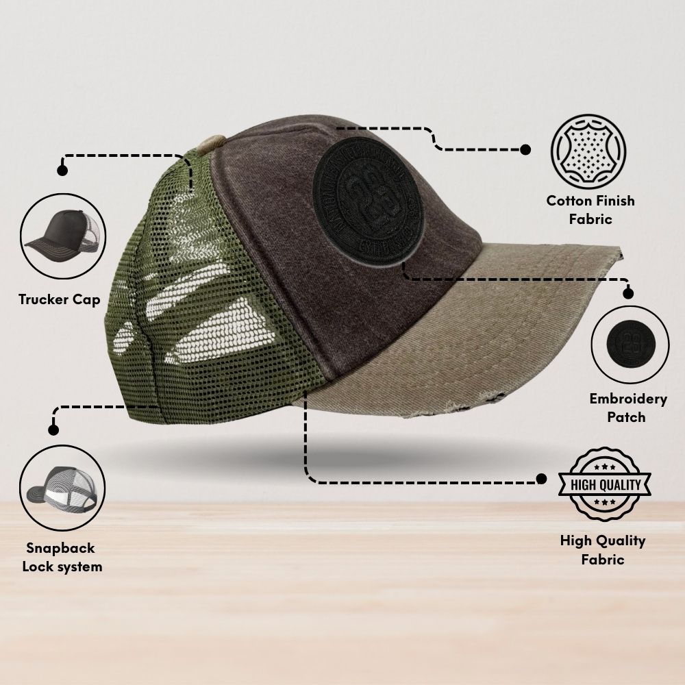 Olive Green & Khaki 23 Logo Logo Trucker Cap for Men & Women