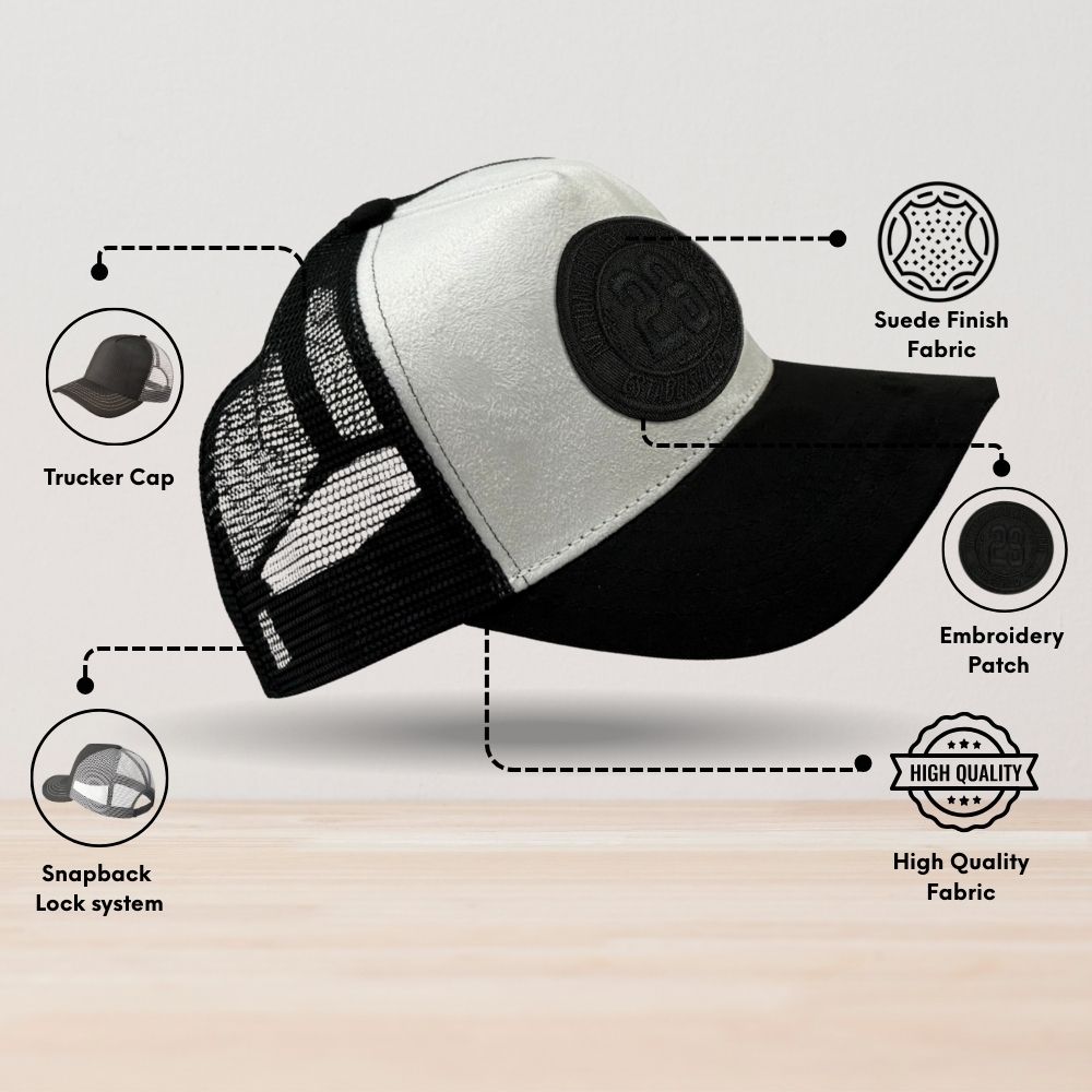 White & Black 23 Logo Logo Trucker Cap for Men & Women