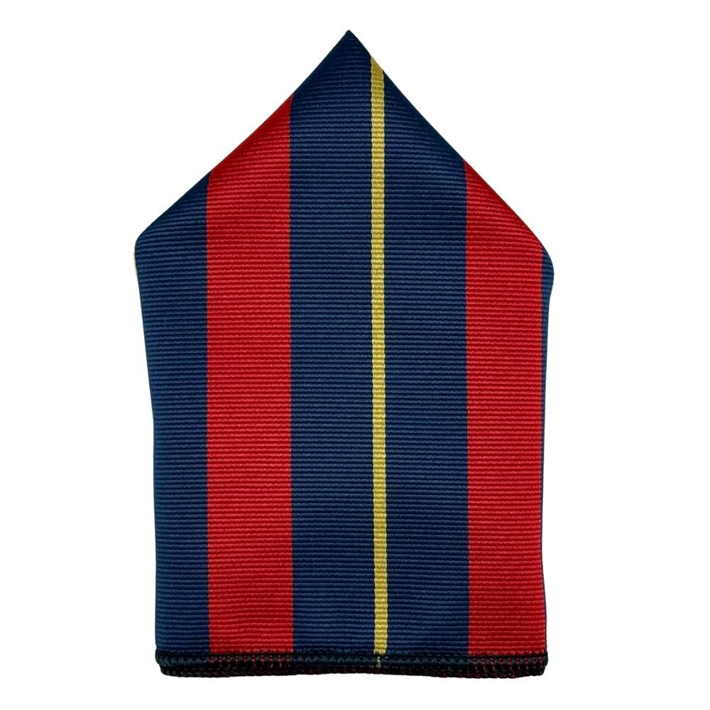 Navy Microfiber Pocket Square For Men with Red & Yellow Stripes Design