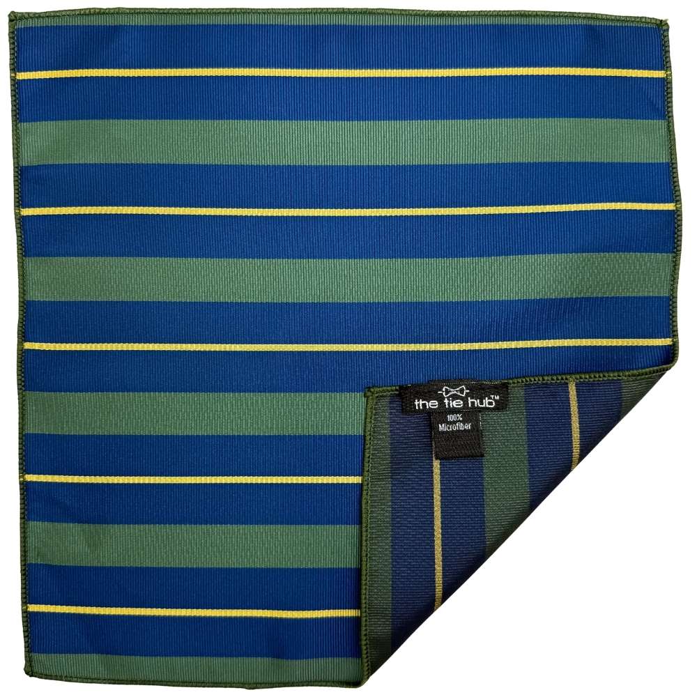 Blue and Green Stripe Pocket Square