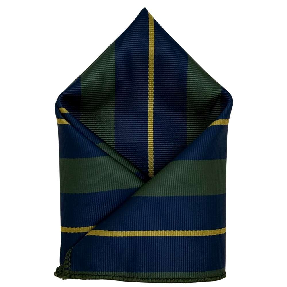 Blue and Green Stripe Pocket Square